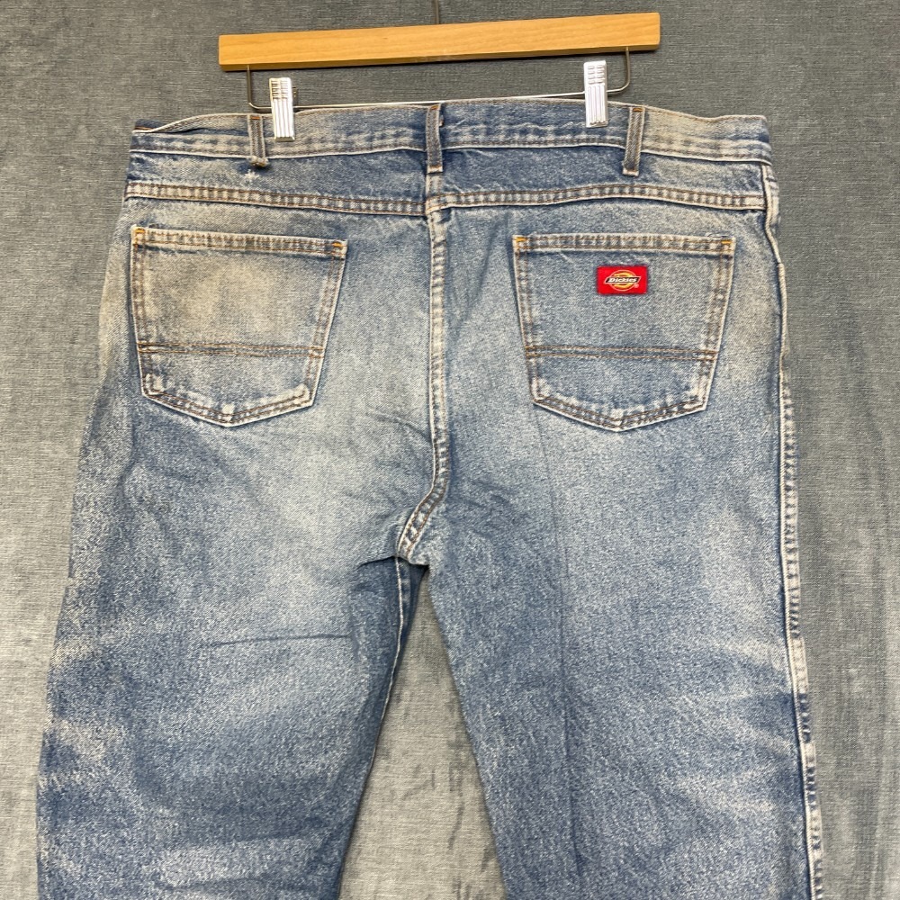 Dickies Jeans Men 40x30 Blue Denim Cotton Regular Fit Baggy Straight Leg Zip Fly